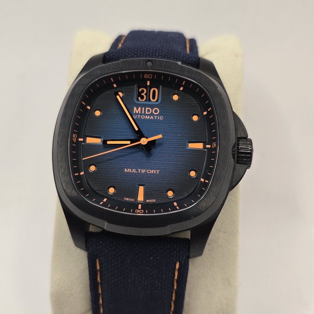 Mido Multifort Automatic Watch with Blue and Orange Dial